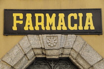 Italy, Lombardy, Lake Como, Varenna, pharmacy sign.