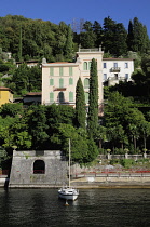 Italy, Lombardy, Lake Como, Varenna, villa Cipressi & gardens on the lake side.