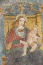 Italy, Lombardy, Bellagio, Ornate religious fresco.