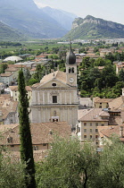 Italy, Trentinto Alto Adige, Lake Garda, Arco view with Collegiate Church.