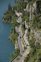 Italy, Lombardy, Lake Garda, Gardesana Occidentale road.