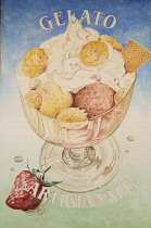 Italy, Lombardy, Lake Garda, gelato sign.