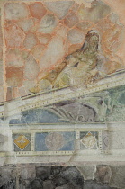 Italy, Lombardy, Lake Garda, Sirmione, Grotte di Catullo, wall painting.