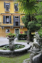 Italy, Lombardy, Lake Garda, Il Vittoriale, fountain in the Dalmation Square.
