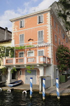 Italy, Lombardy, Lake Garda, Limone Rivera, waterfront building.