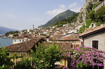 Italy, Lombardy, Lake Garda, Limone Rivera, rooftop view from Limonaia castle.