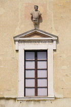 Italy, Lombardy, Sabbionetta, window detail Palazzo Ducale.