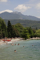 Italy, Lombardy, Lake Garda, Riva del Garda, lake beach.