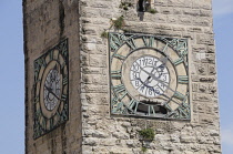 Italy, Lombardy, Lake Garda, Riva del Garda, clock detail, Torre Apponale.
