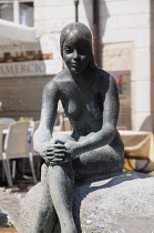 Italy, Lombardy, Lake Garda, Riva del Garda, mermaid statue on Piazza Tre Novembre.