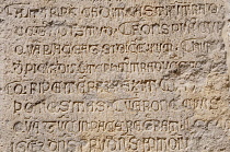 Italy, Lombardy, Lake Garda, Riva del Garda, inscription on Porta Bruciata.