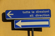 Italy, Lombardy, Lake Garda, road sign.
