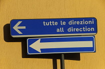 Italy, Lombardy, Lake Garda, road sign.