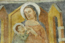 Italy, Veneto, Lake Garda, Lasize, Madonna & Christ fresco,San Nicolo church.