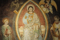 Italy, Lombardy, Lake Garda, Torre del Benaco, fresco of Christ & the Evangelists, Church of Santa Trinita.