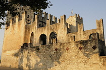 Italy, Lombardy, Lake Garda, Torre del Benaco, castle walls, Scaligeri Castle.