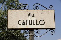 Italy, Lombardy, Lake Garda, Sirmione, street sign.