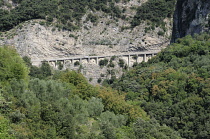 Italy, Lombardy, Lake Garda, Tremosine, tunnel & road, Gardesana Occidentale.