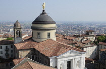 Italy, Lombardy, Bergamo, view of Duomo from Torre Civica.