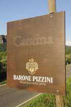 Italy, Lombardy, Franciacorta, Cantina sign near Provaglio.
