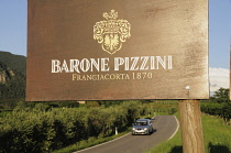 Italy, Lombardy, Franciacorta, Cantina sign near Provaglio.