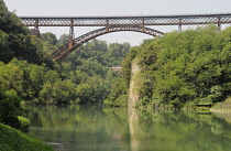 Italy, Lombardy, Valle Adda, iron bridge at Paderno d'Adda.