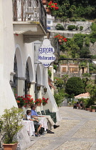 Italy, Piemonte, Lake Maggiore, Hotel/restaurant along lakeside, Cannero.