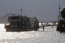 Italy, Piemonte, Lake Maggiore, Intra - Verbania, ferry arriving.