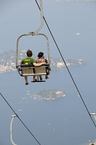 Italy, Piemonte, Lake Maggiore, chair lift to Monte Mottarone.