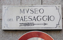 Italy, Piemonte, Lake Maggiore, Verbania, Museum sign.