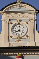 Italy, Piemonte, Lake Maggiore, Stresa, clock on the Palazzo di Citta, Townhall.