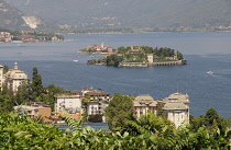 Italy, Piemonte, Lago Maggiore, view of Borromean Islands from Monte Mottarone.