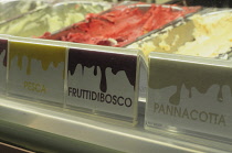 Italy, Friuli, Venezia Giulia, Trieste, Gelateria Zampolli ice cream flavours.