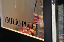 Italy, Liguria, Portofino, Pucci designer shop window. **Editorial Use Only**