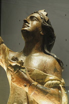 Italy, Liguria, Genoa, Galata Museo del Mare, 18th century wooden figurehead of woman holding rose.