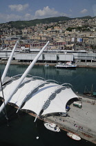 Italy, Liguria, Genoa, Porto Antico, port views from Bigo lift.