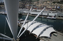 Italy, Liguria, Genoa, Porto Antico, port views from Bigo lift.