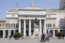 Italy, Liguria, Genoa, piazza scene in front of Teatro Carlo Felice.