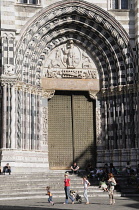 Italy, Liguria, Genoa, Duomo steps & doors.