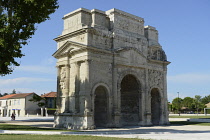 France, Vaucluse, Orange, Roman Triumphal arch built between 27BC and 14 AD, Restored in the 1850s, Built in the reign of Augustus and rebuild in reign of Tiberius.