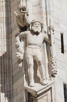 Italy, Lombardy, Milan, figure & dragon detail, Duomo.