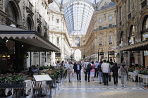 Italy, Lombardy, Milan, Galleria Vittorio Emanuele II cafes.