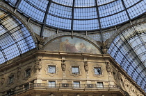 Italy, Lombardy, Milan, Galleria Vittorio Emanuele II, glass roof detail.