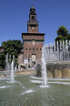 Italy, Lombardy, Milan, Piazza delle Armi, Sforza Castle.
