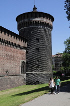 Italy, Lombardy, Milan, Torre de Santo Spirito, Sforza Castle.