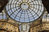Italy, Lombardy, Milan, Galleria Vittorio Emanuele II, glass roof detail.