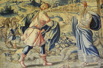 Italy, Lombardy, Milan, 16th Century Tapestry from Brussels depicting the life of Elijah, Room VII, Sforza Castle.