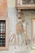 Italy, Trentino Alto Adige, Trento, painting detail, Palazzo Geremia.