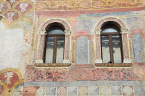 Italy, Trentino Alto Adige, Trento, Palazzo Quetta Alberti Colico window detail.