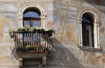 Italy, Trentino Alto Adige, Trento, Palazzo Quetta Alberti Colico window detail.